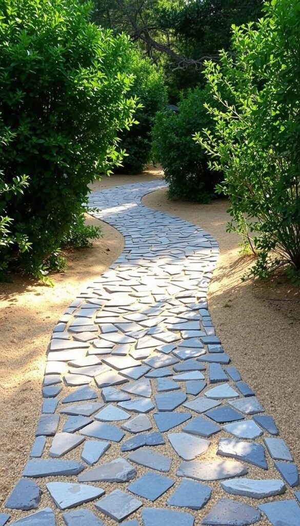 sand and stone mosaic pathway design