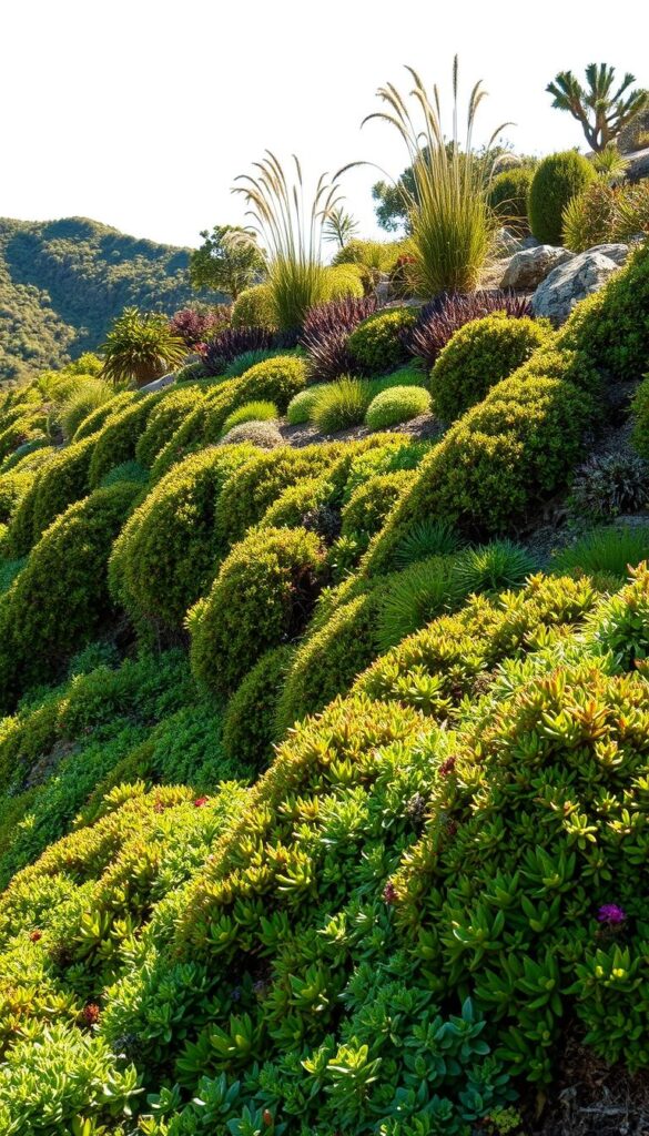 steep hill landscaping plants